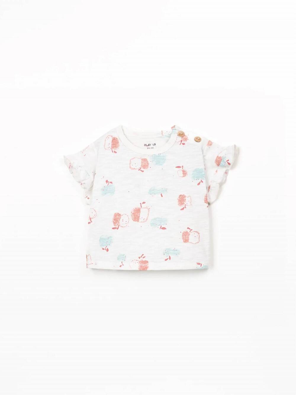 NEW PLAY UP girls apples ruffle t-shirt in white